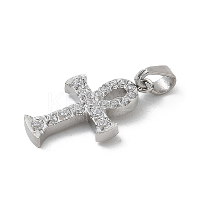 304 Stainless Steel Micro Pave Cubic Zirconia Pendants STAS-Z107-08P-03-1
