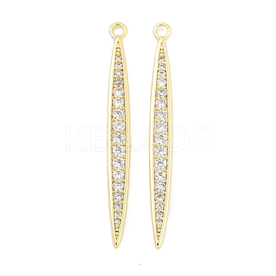Brass Micro Pave Clear Cubic Zirconia Pendants KK-S386-25G-1