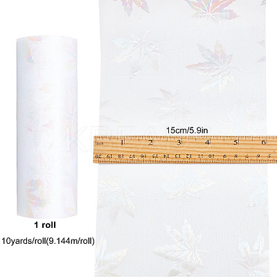 Autumn Theme Maple Leaf Pattern Organza Ribbon OCOR-WH0057-11A-1