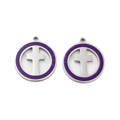 304 Stainless Steel Enamel Pendants STAS-Z078-25P-1