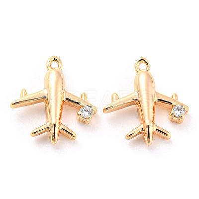 Brass Micro Pave Cubic Zirconia Charms KK-E090-10G-1