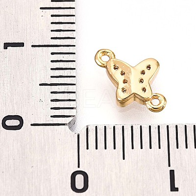 Brass Micro Pave Clear Cubic Zirconia Connector Charms KK-T075-29G-1