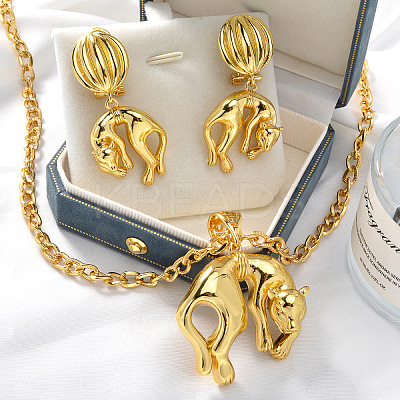 Brass Stud Earrings & Pendant Necklaces Sets for Women FS-WGFF87F-01-1