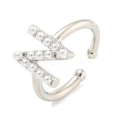 Rack Plating Brass Open Cuff Rings for Women RJEW-F162-01P-N-1