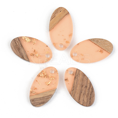 Transparent Resin & Walnut Wood Pendants RESI-S389-041A-B-1