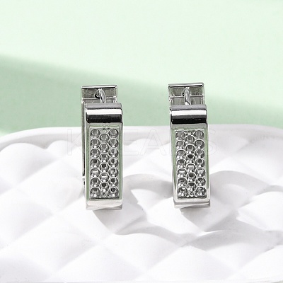 304 Stainless Steel Rectangle Hoop Earrings EJEW-D331-15P-1