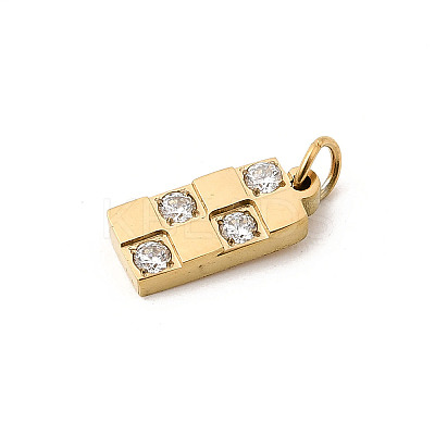 304 Stainless Steel Micro Pave Cubic Zirconia Pendants STAS-P431-22G-1