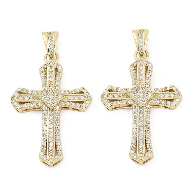 Brass Micro Pave Cubic Zirconia Pendants KK-U058-14G-1