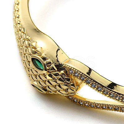 Green Cubic Zirconia Snake Hinged Bangle BJEW-B054-12G-1