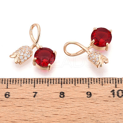 Brass Micro Pave Cubic Zirconia Pendants KK-T074-72KCG-02-1