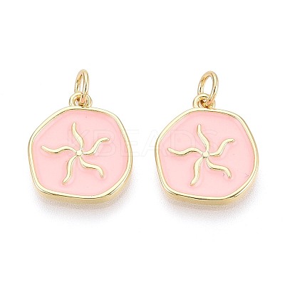 Brass Enamel Pendants KK-T080-66G-1