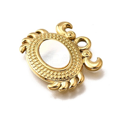 304 Stainless Steel Pave Natural White Shell Pendants STAS-C122-21B-02G-1
