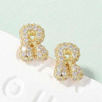 Brass Micro Pave Cubic Zirconia Stud Earrings EJEW-Z091-04G-R-1