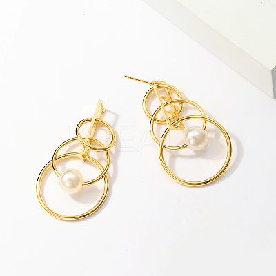 Fashionable Classic 201 Stainless Steel Ring Stud Earrings JH5844-1