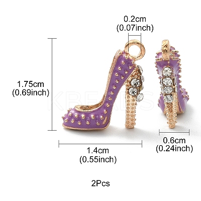 2Pcs Alloy Enamel Stilettos Pendants ENAM-YW0002-30C-1
