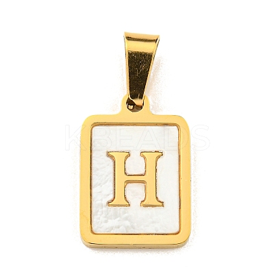 PVD Vacuum Plating 304 Stainless Steel Pave Natural White Shell Pendants STAS-S130-03G-H-1