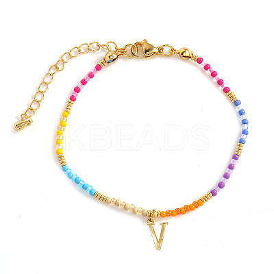 Brass Letter Charm Bracelets FM8278-22-1