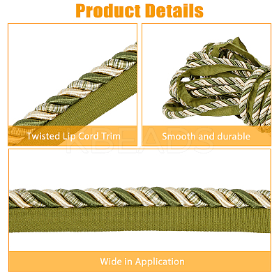 12.5M Polyester Twisted Lip Cord Trim OCOR-WH0071-90B-1