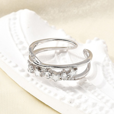 Star 925 Sterling Silver Cubic Zirconia Rings for Women RJEW-S631-01P-1
