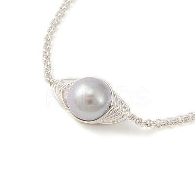 Natural Pearl Link Slider Bracelet BJEW-JB09449-02-1