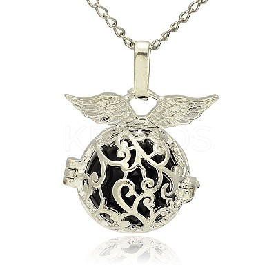 Silver Color Plated Brass Hollow Round Cage Pendants LS-KK-J230-01S-1