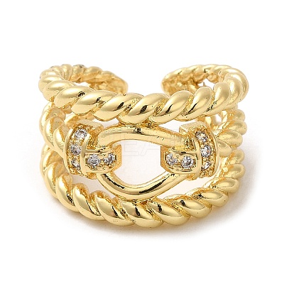 Rack Plating Real 18K Gold Plated Brass Hollow Open Cuff Rings RJEW-B048-07G-1