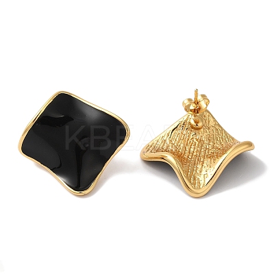 Rhombus Golden Ion Plating(IP) 304 Stainless Steel Stud Earrings for Women EJEW-L287-043G-02-1