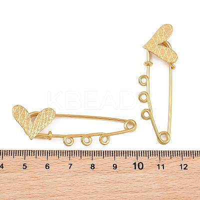 Crisscross Heart 304 Stainless Steel Safety Pins Brooch Findings SA-CBA098D-15E-G03-1