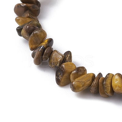 Natural Tiger Eye Chips Beaded Stretch Bracelets for Women BJEW-JB10046-05-1