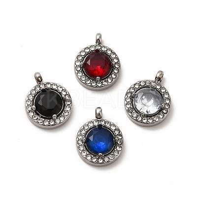 304 Stainless Steel Cubic Zirconia Pendants STAS-A076-05P-1