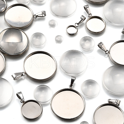 DIY 304 Stainless Steel Tray Pendants Making Kits DIY-FS0008-83-1