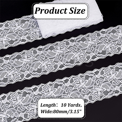 Polyester Elastic Flower Lace Trim Fabric DIY-WH0632-94B-1