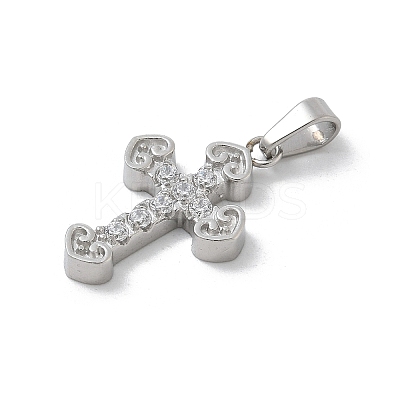 304 Stainless Steel Micro Pave Cubic Zirconia Pendants STAS-Z107-08P-10-1