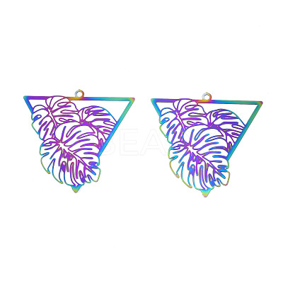 Ion Plating(IP) 201 Stainless Steel Filigree Pendants STAS-S118-106-1