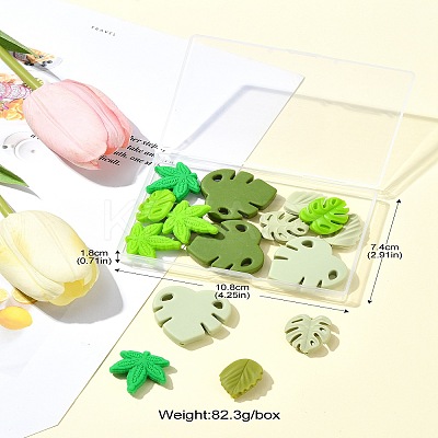 16Pcs 8 Style Leaf Silicone Beads SIL-CJ0001-73-1