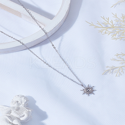 1Pc Zinc Alloy Sun Pendant Cable Chain Necklaces NJEW-LP0003-21P-1