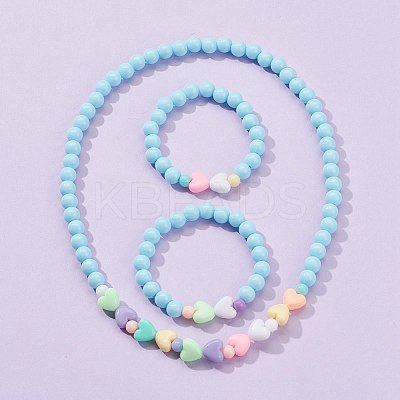 Stretch Kids Beaded Necklace & Bracelet Jewelry Sets SJEW-JS01198-1