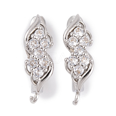 Rack Plating Brass Cubic Zirconia Hoop Earring Findings KK-S374-04P-01-1