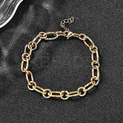 304 Stainless Steel Link Chain Bracelets for Women Men BJEW-A050-01G-1