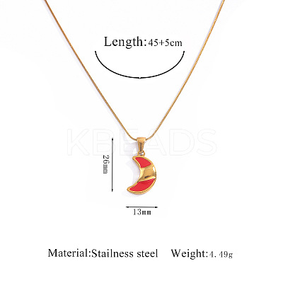 304 Stainless Steel Enamel Red Geometric Pendant Necklaces FS-WGE6FD0-01-1