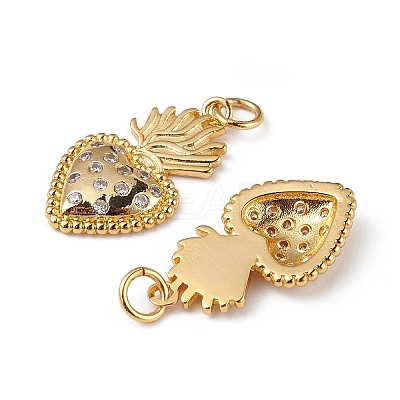 Rack Plating Brass Micro Pave Cubic Zirconia Pendants KK-F848-11G-1