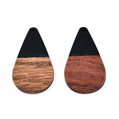 Opaque Resin & Walnut Wood Pendants RESI-N025-030-B01-1
