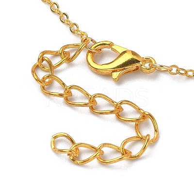 Glass Rectangle Pendant Necklace with Golden Brass Cable Chains Necklace for Women NJEW-FZ00012-1