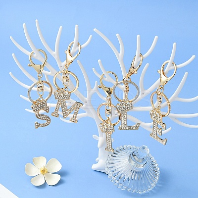 Golden Alloy Rhinestone Keychain KEYC-YW00105-01-1