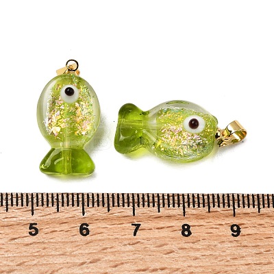 Handmade Dichroic Foil Lampwork Pendants X2-DICH-G001-01G-06-1