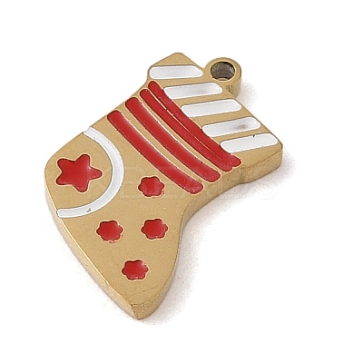 Christmas Theme Ion Plating(IP) 304 Stainless Steel Enamel Charms STAS-Z083-06G-04-1