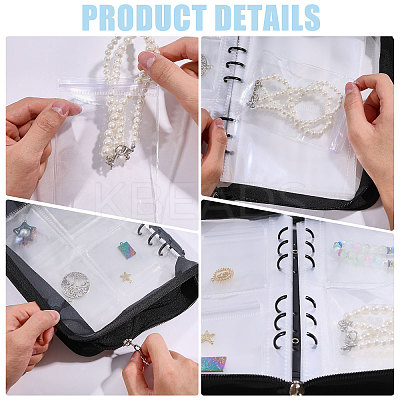 Transparent PVC Jewelry Organizer Storage Zipper Books ABAG-WH0063-114-1