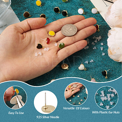 20Pcs 10 Style Alloy Enamel Stud Earring Findings FIND-EL0001-03-1