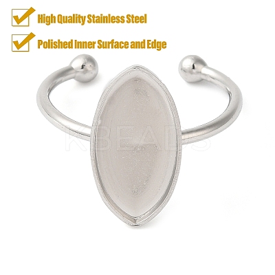 Non-Tarnish 304 Stainless Steel Open Cuff Ring Components STAS-I306-04P-1