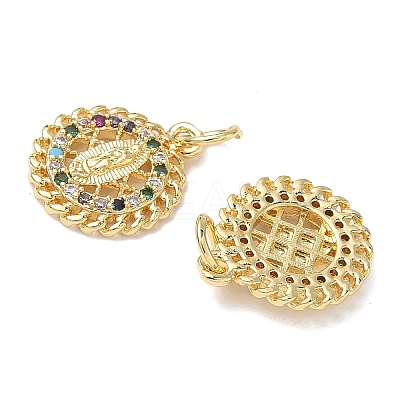 Holy Virgin Theme Brass Cubic Zirconia Charms KK-L253-32G-01-1